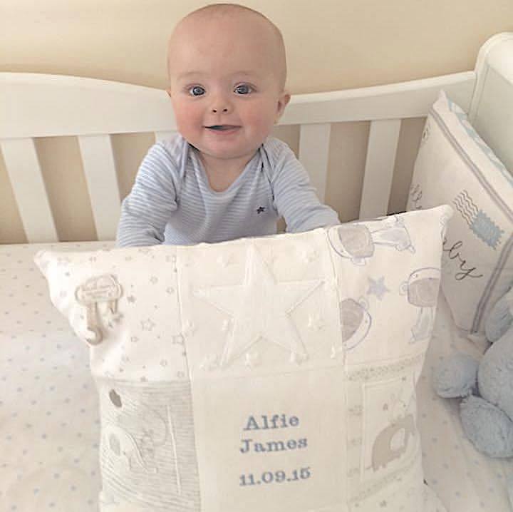 Patchwork New Baby Celebration Cushion