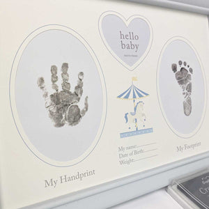 Welcome To The World Baby Boy Hand & Foot Print Frame + Inkpad