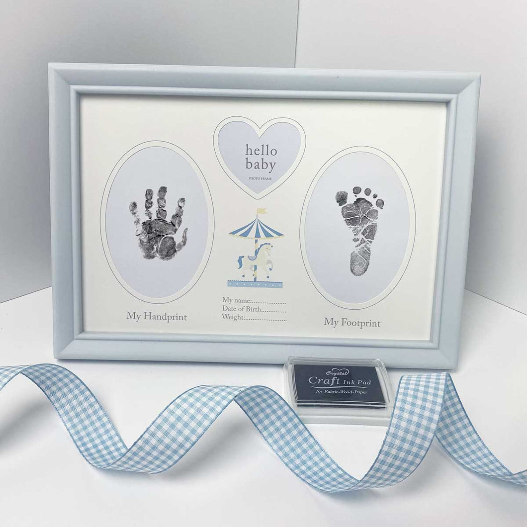 Welcome To The World Baby Boy Hand & Foot Print Frame + Inkpad