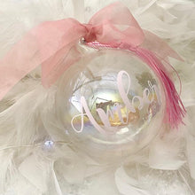 Load image into Gallery viewer, Personalised &#39;Any Name&#39; Blue or Pink Iridescent Glass Bauble
