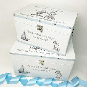 2 Large Keepsake Boxes, 'What are little boys made of?'
