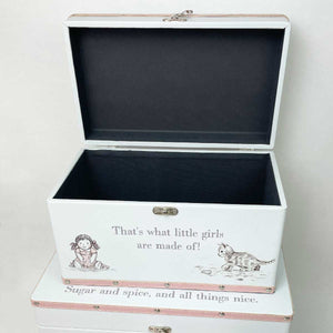 2 Large Keepsake Boxes, 'What are little girls made of?'