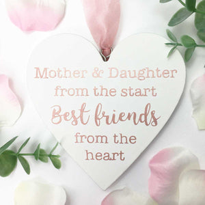Mother & Daughter Best Friends White Wooden Hanging Heart