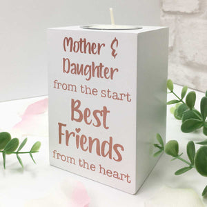 Mother & Daughter Best Friends White Wooden Tea Light Holder