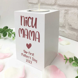 NICU MAMA First Mothers Day White Wooden Tea Light Holder