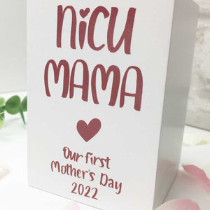 NICU MAMA First Mothers Day White Wooden Tea Light Holder