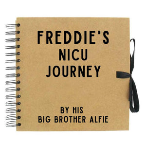Personalised NICU Journey told by a Siblings Scrapbook (Kraft, White)