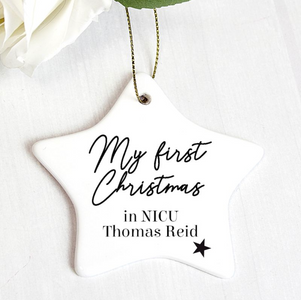 You added Personalised First Christmas in NICU Star Christmas Decoration to your cart.