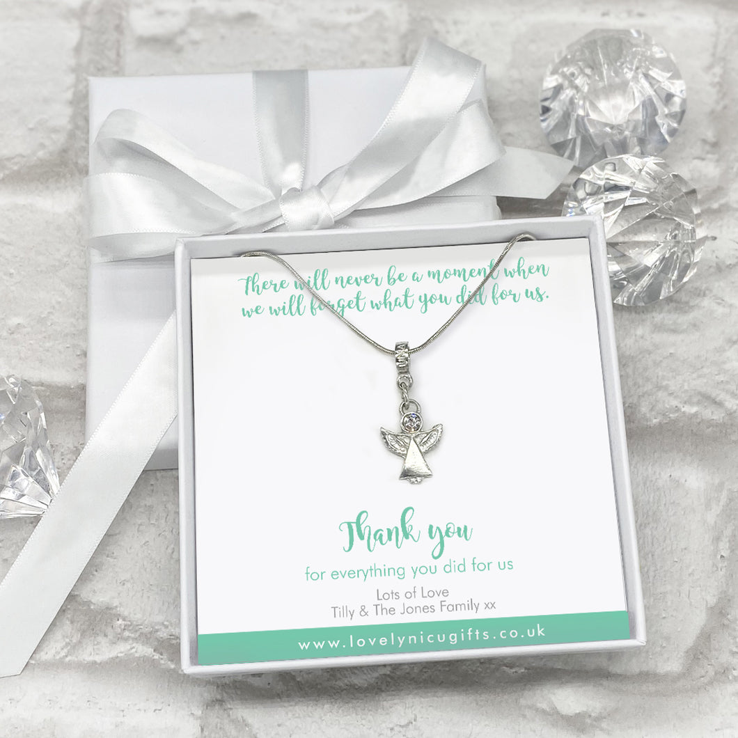Angel Necklace Personalised Gift Box - Various Thank You Messages