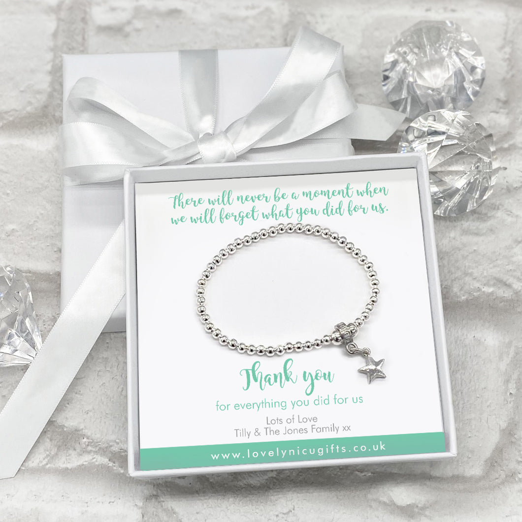 Star Charm Bracelet Personalised Gift Box Various Thank You