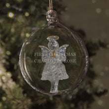 Load image into Gallery viewer, Personalised Christmas Glass Bauble - Reindeer, Tree, Angel, LED Angel

