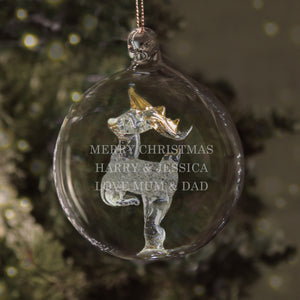 Personalised Christmas Glass Bauble - Reindeer, Tree, Angel, LED Angel
