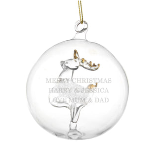 Personalised Christmas Glass Bauble - Reindeer, Tree, Angel, LED Angel