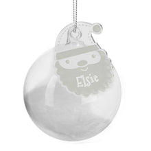 Load image into Gallery viewer, Personalised Christmas White Feather Glass Bauble With Santa Tag

