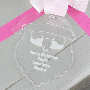 Personalised Christmas Decoration - Acrylic Santa Head as gift tag
