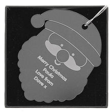 Load image into Gallery viewer, Personalised Christmas Decoration - Acrylic Santa Head on black
