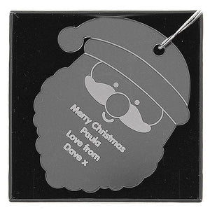 Personalised Christmas Decoration - Acrylic Santa Head on black
