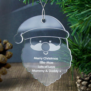 Personalised Christmas Decoration - Acrylic Santa Head on tree
