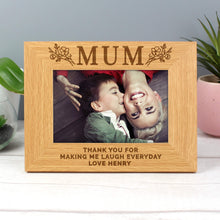 Load image into Gallery viewer, Personalised Floral Mum 4x6 Oak Finish Photo Frame
