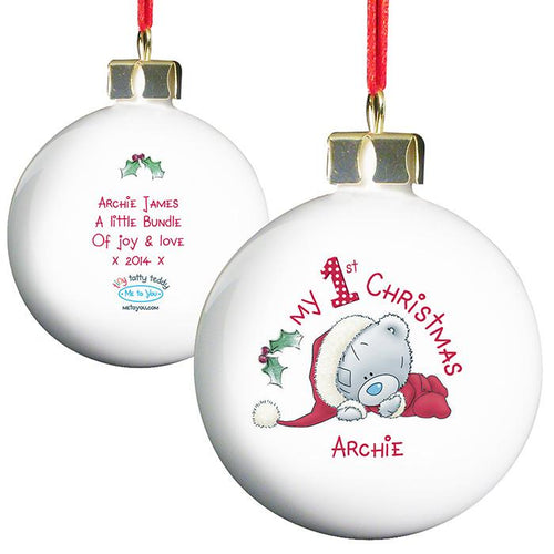 Personalised 'My 1st Christmas' Bauble with Tatty Teddy