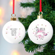 Load image into Gallery viewer, Personalised Unicorn Bauble
