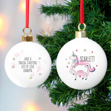 Load image into Gallery viewer, Personalised Unicorn Bauble
