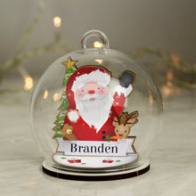 Load image into Gallery viewer, Personalised Wooden Santa Glass Bauble
