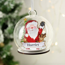 Load image into Gallery viewer, Personalised Wooden Santa Glass Bauble
