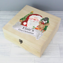 Load image into Gallery viewer, Personalised Colourful Santa Large Wooden Christmas Eve Box
