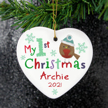 Load image into Gallery viewer, Personalised My 1st Christmas Ceramic Heart
