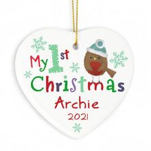 Load image into Gallery viewer, Personalised My 1st Christmas Ceramic Heart
