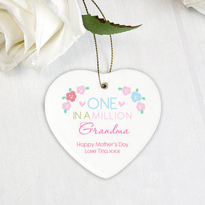 Personalised One in a Million Ceramic Heart Decoration Any Message