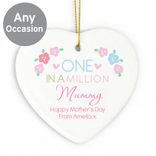 Load image into Gallery viewer, Personalised One in a Million Ceramic Heart Decoration Any Message
