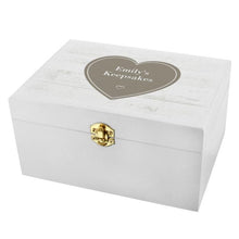 Load image into Gallery viewer, Personalised Rustic Heart White Wooden Keepsake Box
