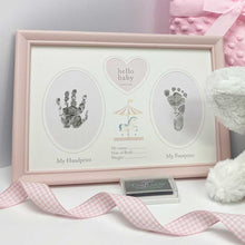 Load image into Gallery viewer, Welcome To The World Baby Girl Hand &amp; Foot Print Frame + Inkpad
