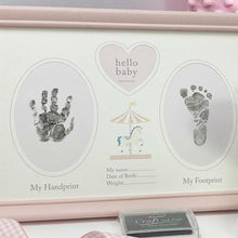 Load image into Gallery viewer, Welcome To The World Baby Girl Hand &amp; Foot Print Frame + Inkpad
