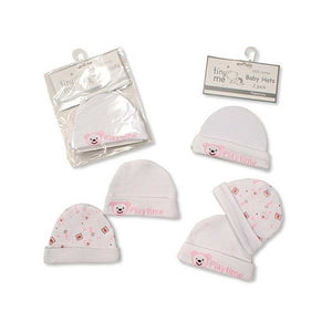 Premature Baby Hats (2 Pack) - White/Pink