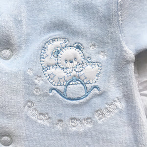 Incubator Velour 'Rock a by baby' Baby Grow - Blue