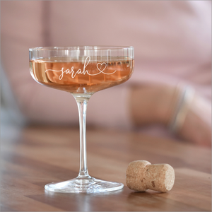 Personalised Heart Crystal Champagne Martini Cocktail Coupe Glass