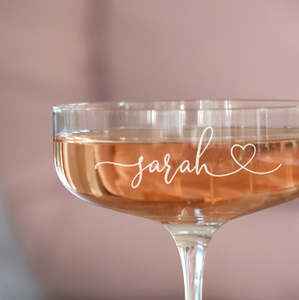 Personalised Heart Crystal Champagne Martini Cocktail Coupe Glass