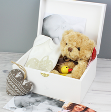 Load image into Gallery viewer, Personalised Rustic Heart White Wooden Keepsake Box
