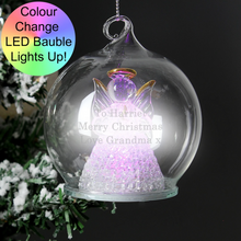Load image into Gallery viewer, Personalised Christmas Glass Bauble - Reindeer, Tree, Angel, LED Angel

