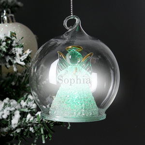 Personalised Christmas Glass Bauble - Reindeer, Tree, Angel, LED Angel