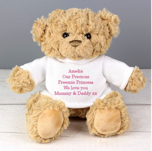 Personalised Message Teddy Bear (Grey, Pink, Blue)