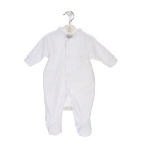 Incubator Velour 'Rock a by baby' Baby Grow - White