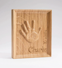 Load image into Gallery viewer, Solid Oak Handprint Carving
