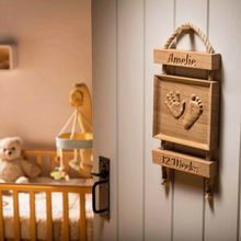 Load image into Gallery viewer, Solid Oak Ladder Handprint Carving
