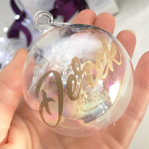 Personalised Angel Iridescent Glass Bauble