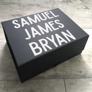 Personalised Name Memory Keepsake Box (White, Black, Grey, Kraft)