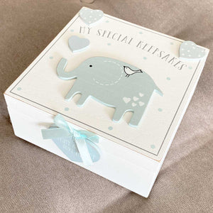 You added Rustic Elephant Baby Keepsake Memory Box - Blue to your cart.